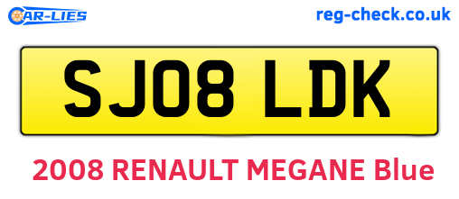 SJ08LDK are the vehicle registration plates.