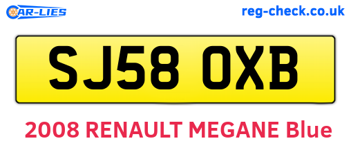 SJ58OXB are the vehicle registration plates.