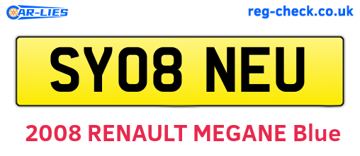 SY08NEU are the vehicle registration plates.