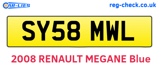 SY58MWL are the vehicle registration plates.