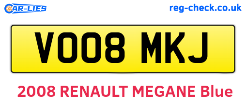 VO08MKJ are the vehicle registration plates.