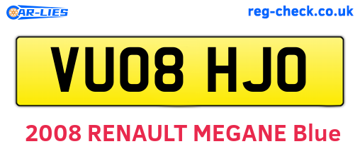 VU08HJO are the vehicle registration plates.