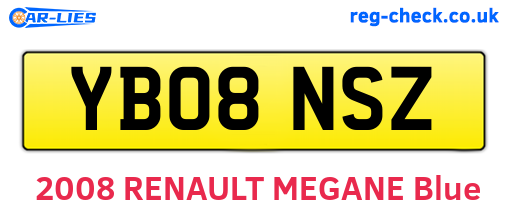 YB08NSZ are the vehicle registration plates.