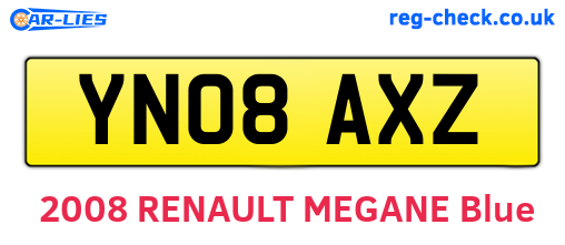 YN08AXZ are the vehicle registration plates.