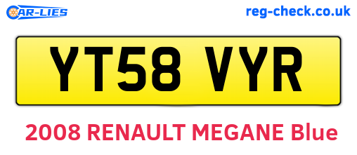 YT58VYR are the vehicle registration plates.
