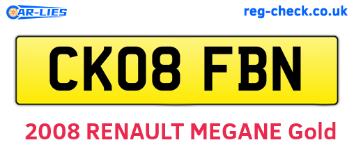 CK08FBN are the vehicle registration plates.