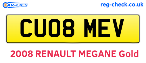 CU08MEV are the vehicle registration plates.
