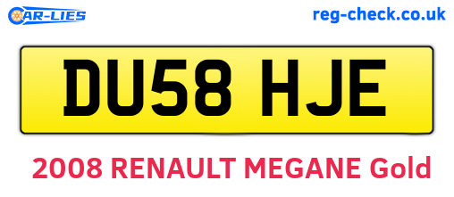 DU58HJE are the vehicle registration plates.