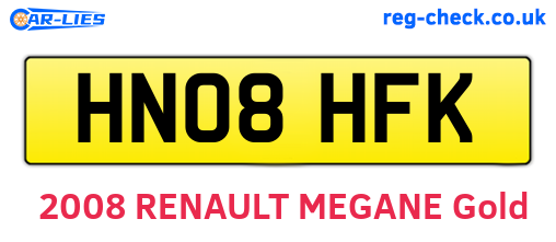 HN08HFK are the vehicle registration plates.