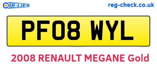 PF08WYL are the vehicle registration plates.