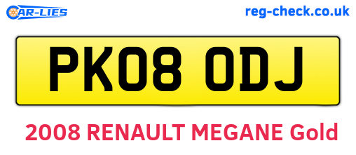 PK08ODJ are the vehicle registration plates.