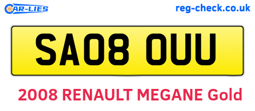 SA08OUU are the vehicle registration plates.