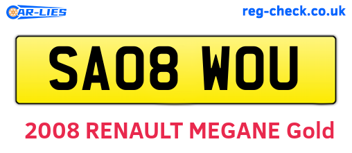 SA08WOU are the vehicle registration plates.