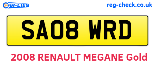 SA08WRD are the vehicle registration plates.