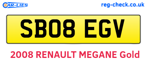 SB08EGV are the vehicle registration plates.