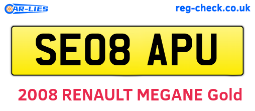 SE08APU are the vehicle registration plates.