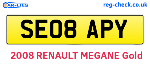 SE08APY are the vehicle registration plates.