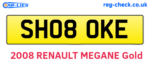 SH08OKE are the vehicle registration plates.