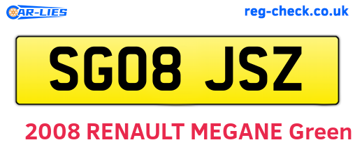 SG08JSZ are the vehicle registration plates.