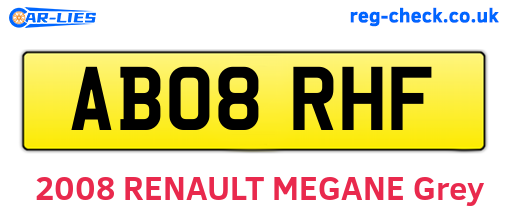 AB08RHF are the vehicle registration plates.