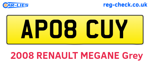 AP08CUY are the vehicle registration plates.