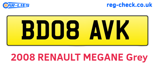 BD08AVK are the vehicle registration plates.