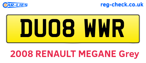 DU08WWR are the vehicle registration plates.