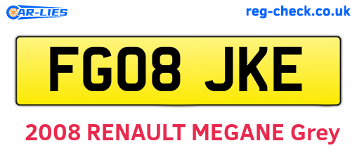 FG08JKE are the vehicle registration plates.