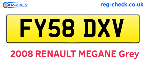 FY58DXV are the vehicle registration plates.