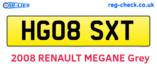 HG08SXT are the vehicle registration plates.