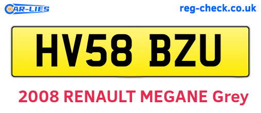 HV58BZU are the vehicle registration plates.