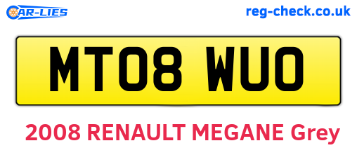 MT08WUO are the vehicle registration plates.