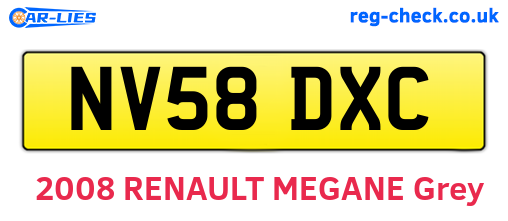 NV58DXC are the vehicle registration plates.