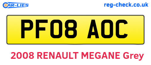 PF08AOC are the vehicle registration plates.