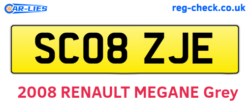 SC08ZJE are the vehicle registration plates.
