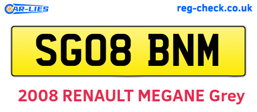 SG08BNM are the vehicle registration plates.