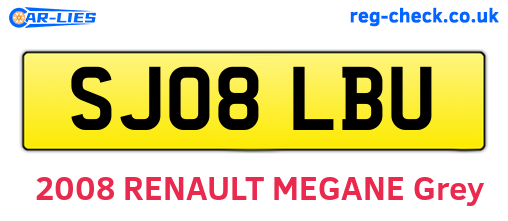 SJ08LBU are the vehicle registration plates.
