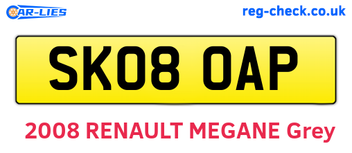 SK08OAP are the vehicle registration plates.