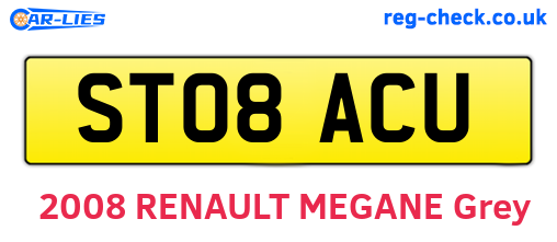 ST08ACU are the vehicle registration plates.