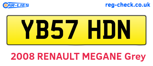 YB57HDN are the vehicle registration plates.