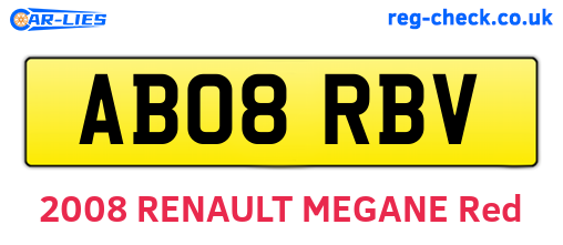 AB08RBV are the vehicle registration plates.