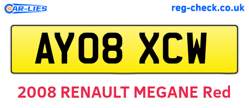 AY08XCW are the vehicle registration plates.
