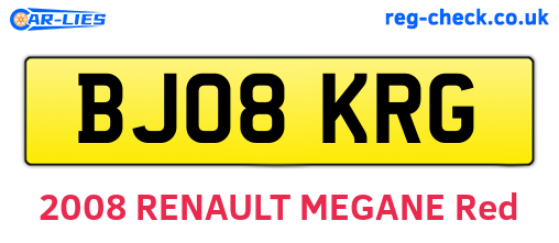 BJ08KRG are the vehicle registration plates.