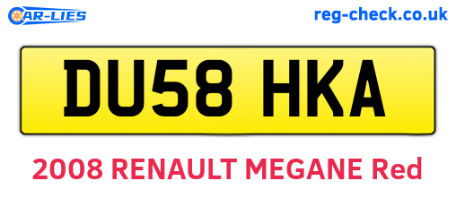 DU58HKA are the vehicle registration plates.