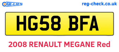 HG58BFA are the vehicle registration plates.