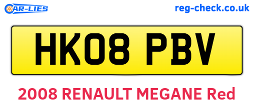 HK08PBV are the vehicle registration plates.