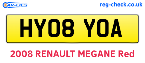 HY08YOA are the vehicle registration plates.