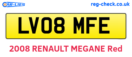 LV08MFE are the vehicle registration plates.