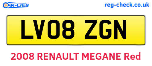 LV08ZGN are the vehicle registration plates.