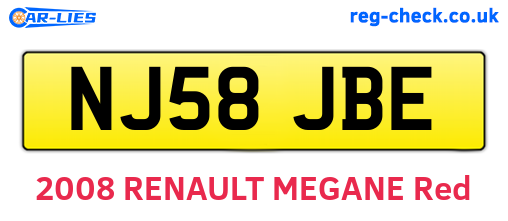 NJ58JBE are the vehicle registration plates.